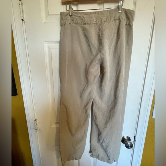 Eileen Fisher Linen Blend Light Weight Wide Leg Low Rise Beige Boho Pants Size12 - Picture 3 of 13